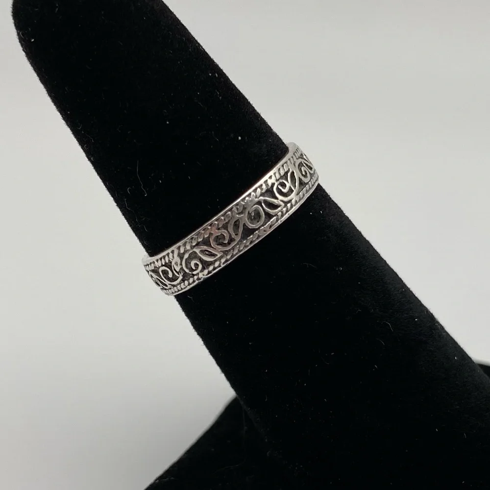 Sterling Silver 925 Leaf Vine Scroll Ring - Picture 3 of 7